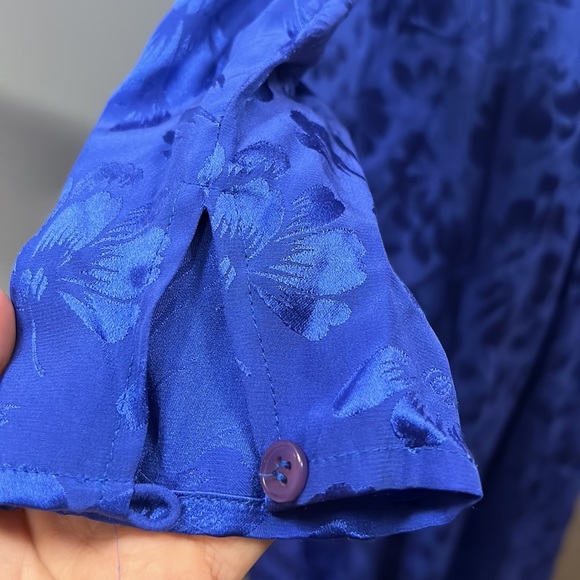 Vintage GUMP’S Silk Floral 3 Piece skirt Set Blue size 8 - Picture 10 of 17